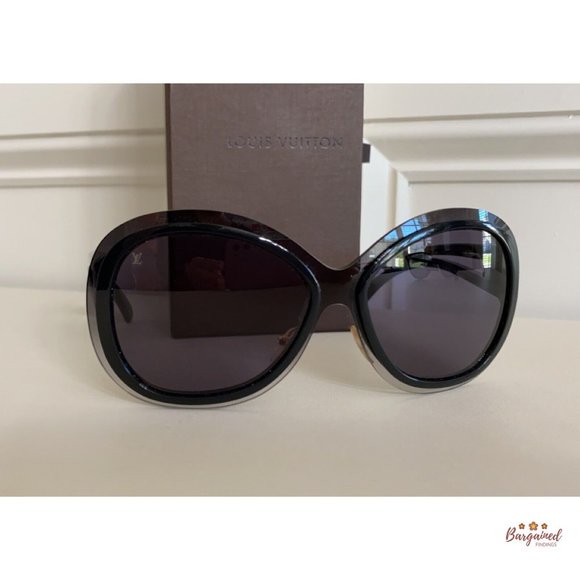 Authentic LOUIS VUITTON Black Acetate Flore Carre LV Logo Sunglasses Z0453U - Picture 11 of 12